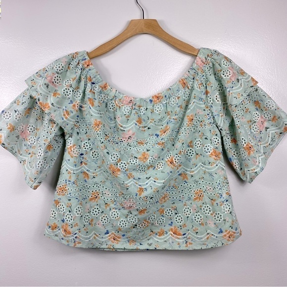 Anthropologie | LAIA Ashtabula Off-The-Shoulder cotton eyelet Blouse - Picture 6 of 9